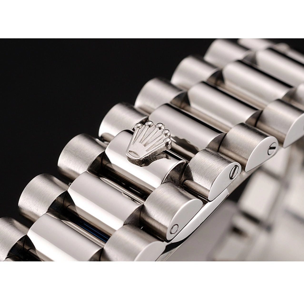 Rolex aaa copy Diamond Case Day-Date Bracelet Diamond Swiss Stainless Rolex Numerals 1453965 Steel Black Dial 0607